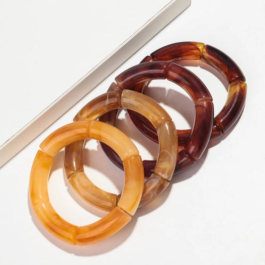 4PCS/Set Amber Bamboo Bracelet Bangles