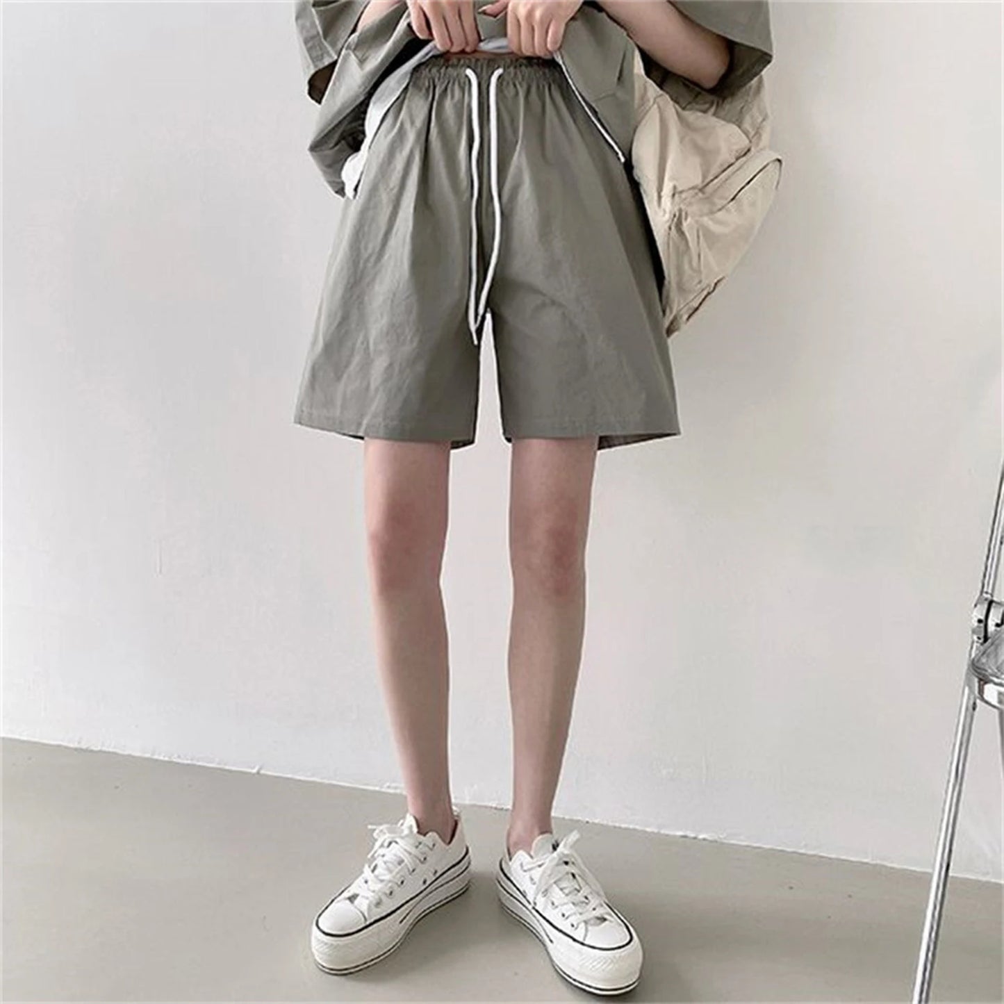 2 Pcs Sport Shorts & Three-quarter Sleeve Top