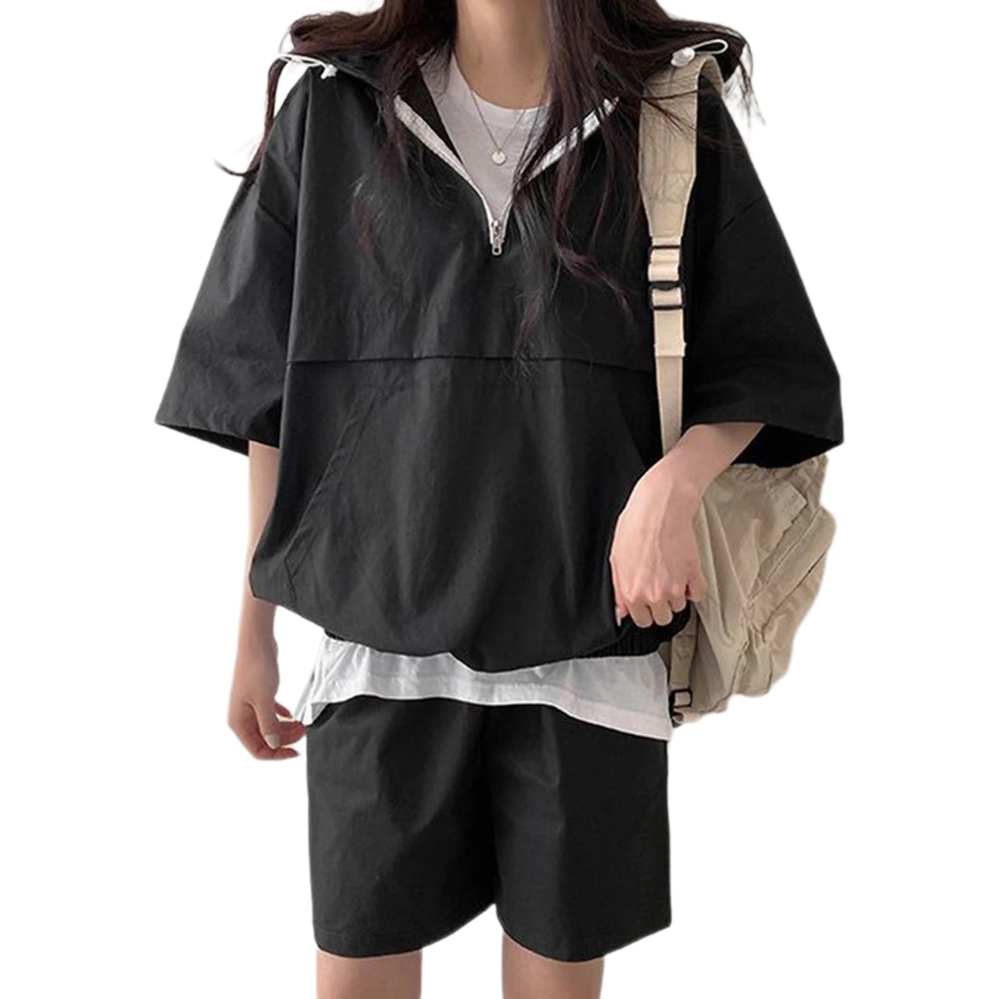 2 Pcs Sport Shorts & Three-quarter Sleeve Top