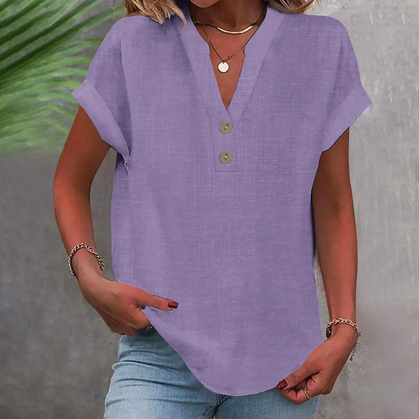 Cotton Linen V-neck Shirt