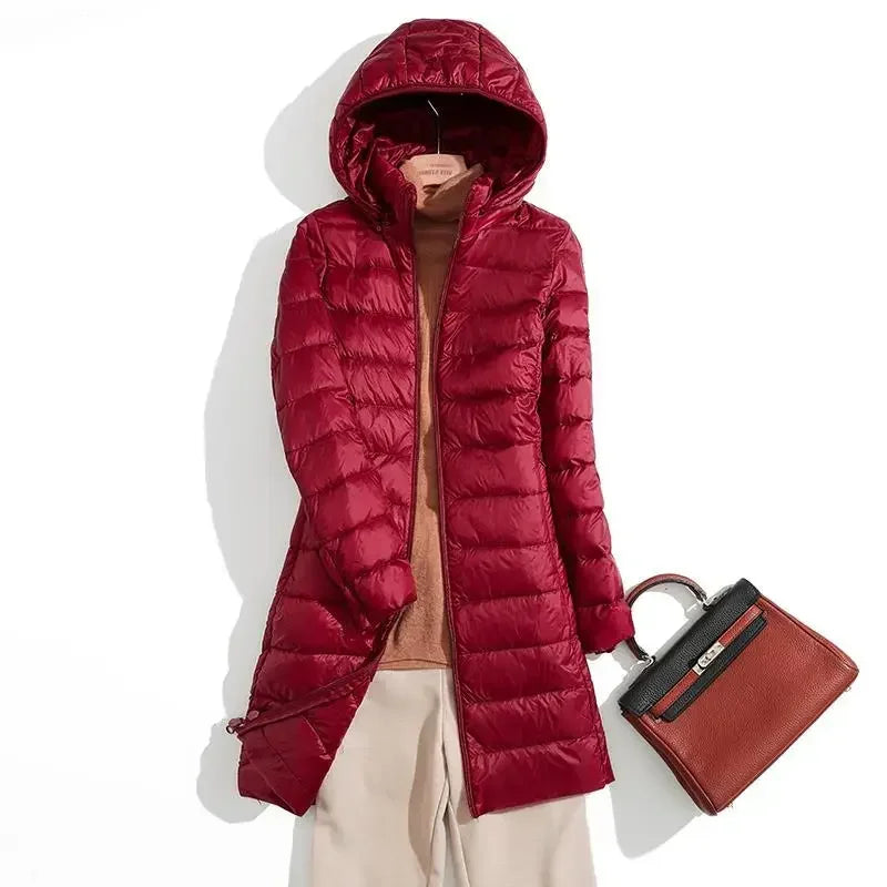 Plus Size Lightweight Packable Long Puffer Jacket