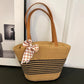 Women’s Large Straw Crochet Tote Bag with Zipper
