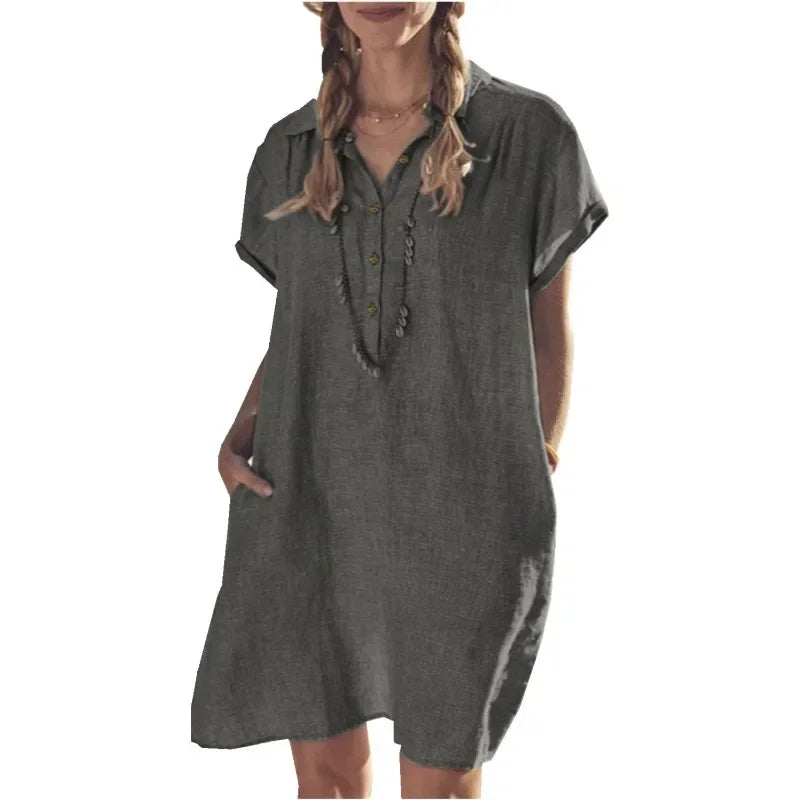 Plus Size Summer Cotton and Linen Dress