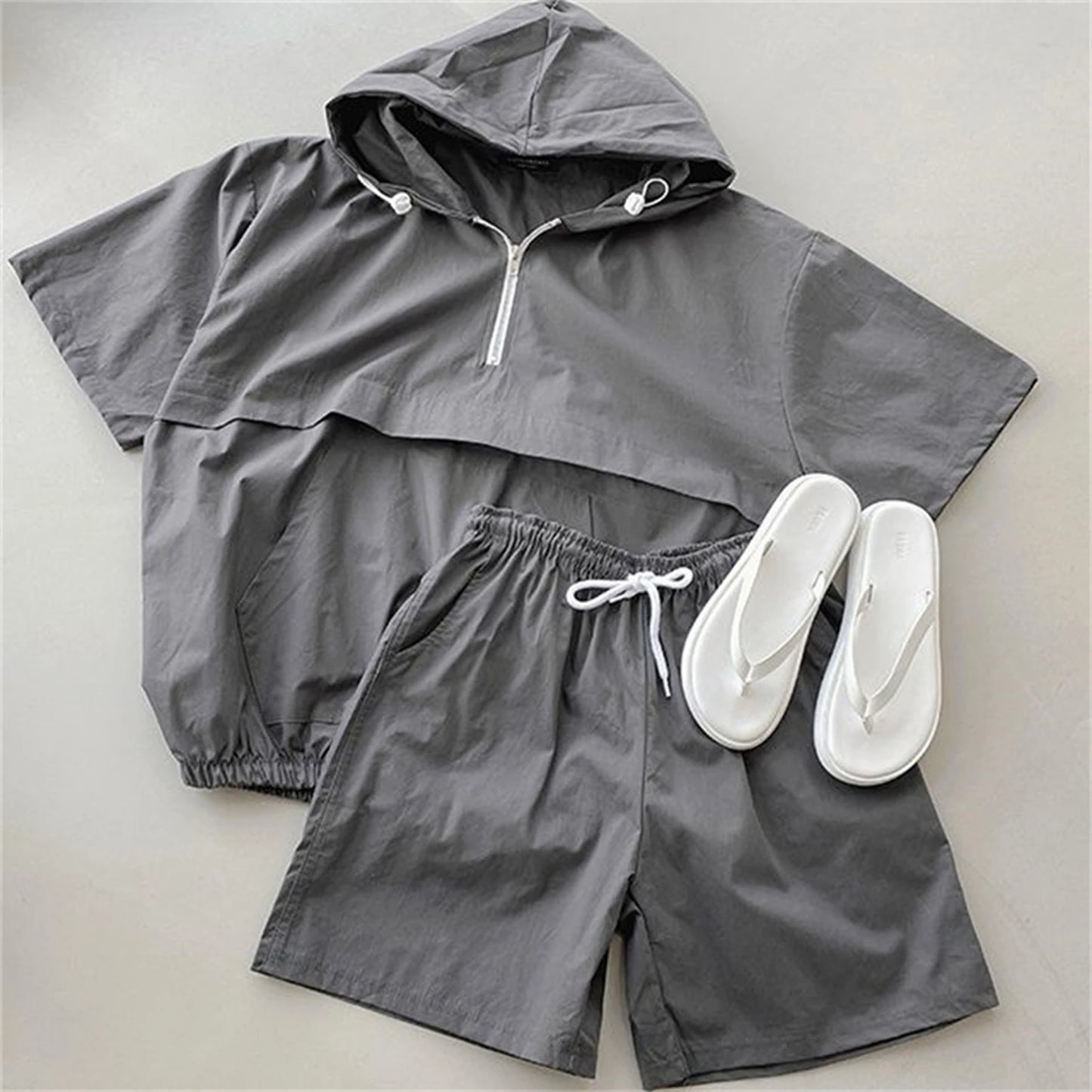 2 Pcs Sport Shorts & Three-quarter Sleeve Top