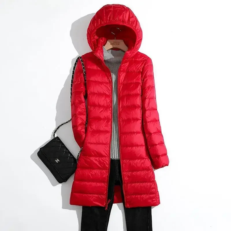 Plus Size Lightweight Packable Long Puffer Jacket