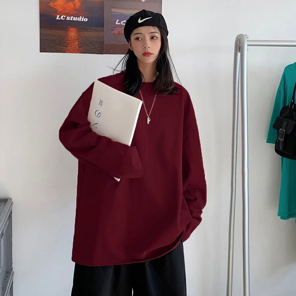 Cotton Long Sleeve Oversize Top