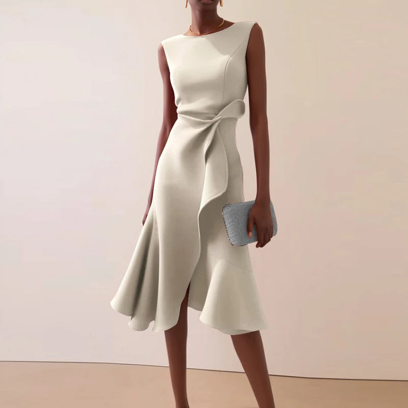 Sleeveless Knot Ruffle Dress