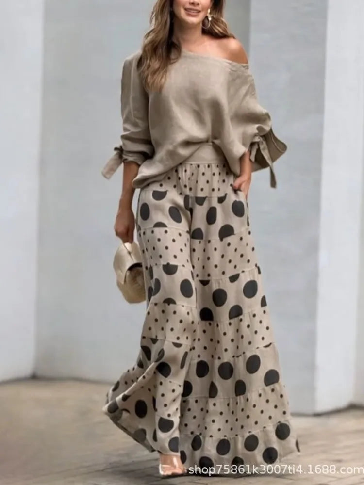 Polka Dot Printed Pants & Top Set