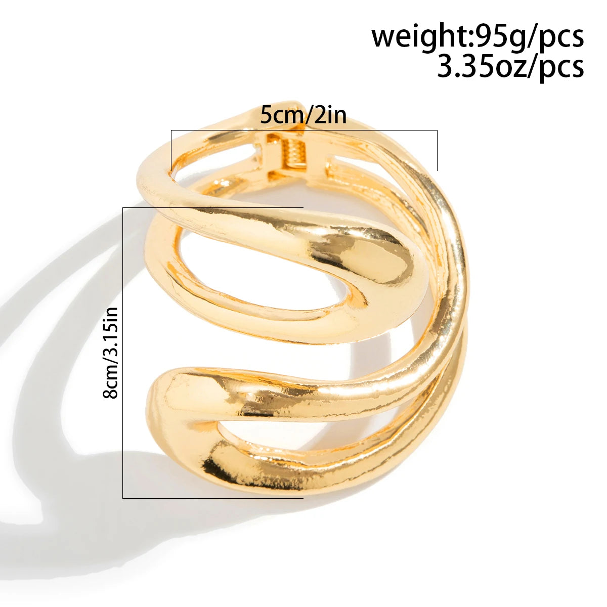 Punk Classic Geometric Twisted Open Bangles for Women Exaggerated Gold Color Heavy Metal Cuff Bracelet Fashion Party Jewelry New