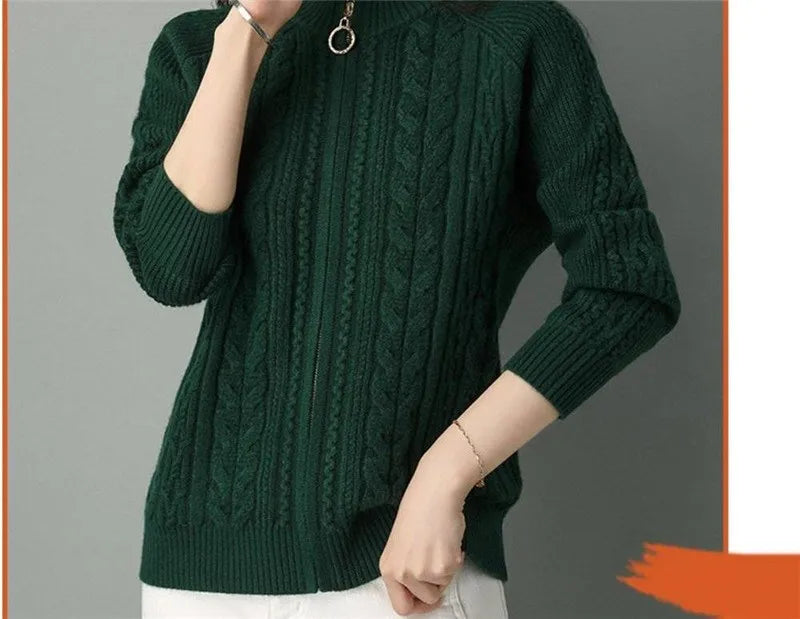 Zipper Knitted Cardigan Jacket