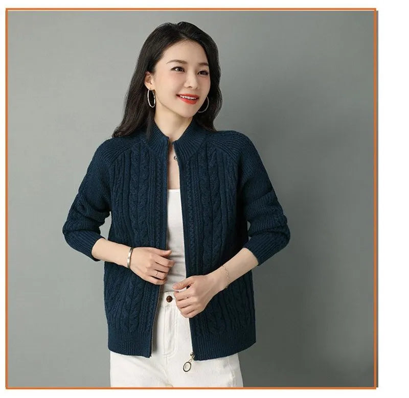 Zipper Knitted Cardigan Jacket