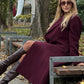 TRAFZA  Burgundy Woolen Coat