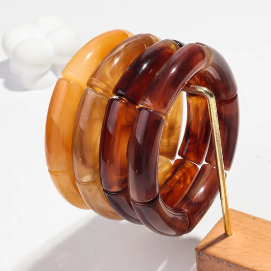 4PCS/Set Amber Bamboo Bracelet Bangles