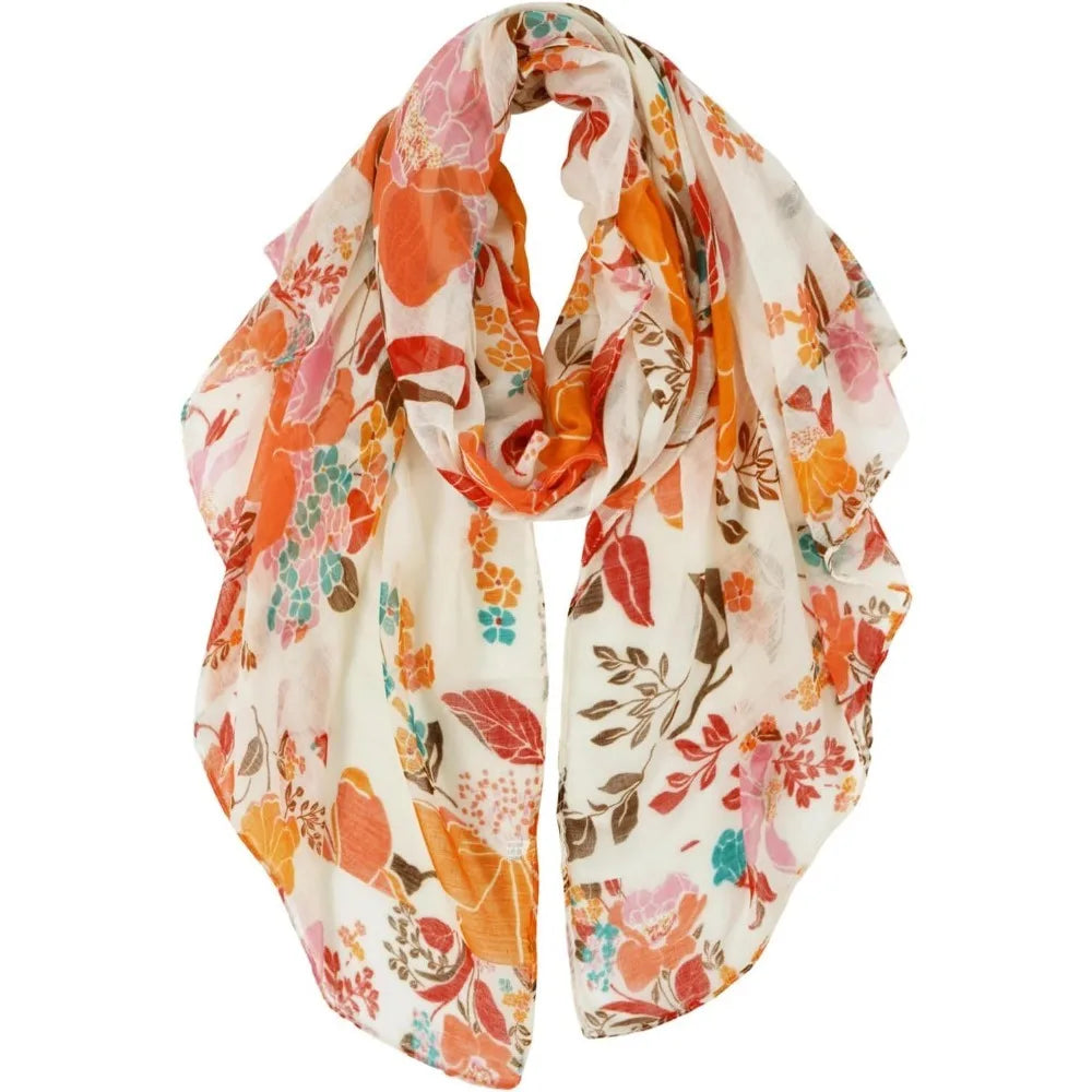 Lightweight Cotton Floral Print Women’s Scarf