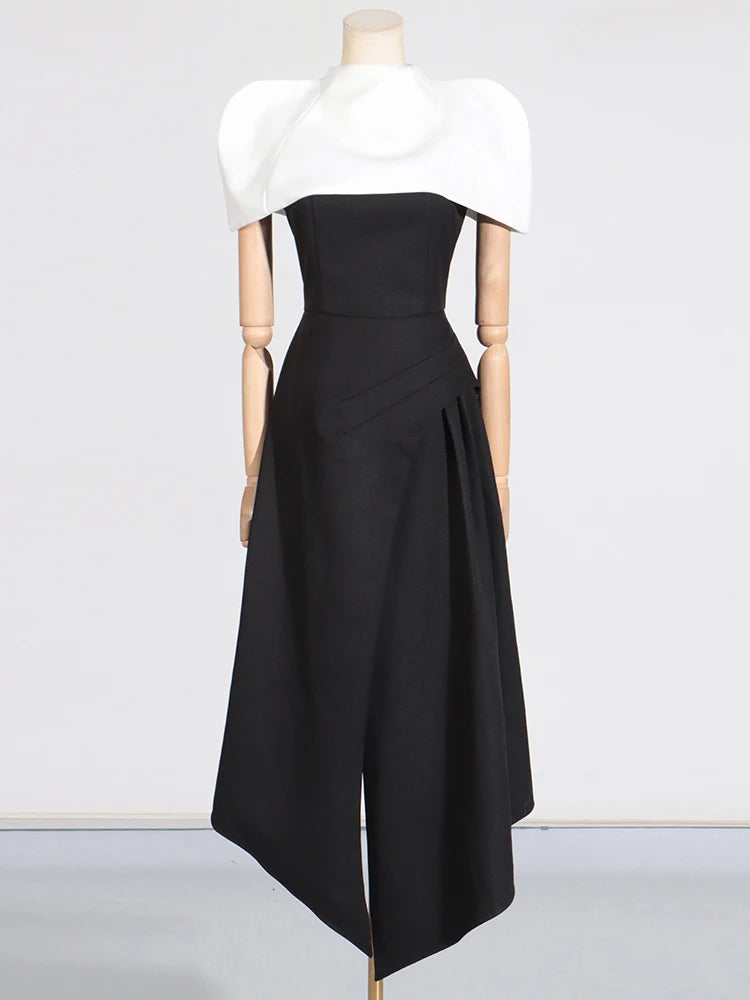 VGH Spliced Shawl Long Dress