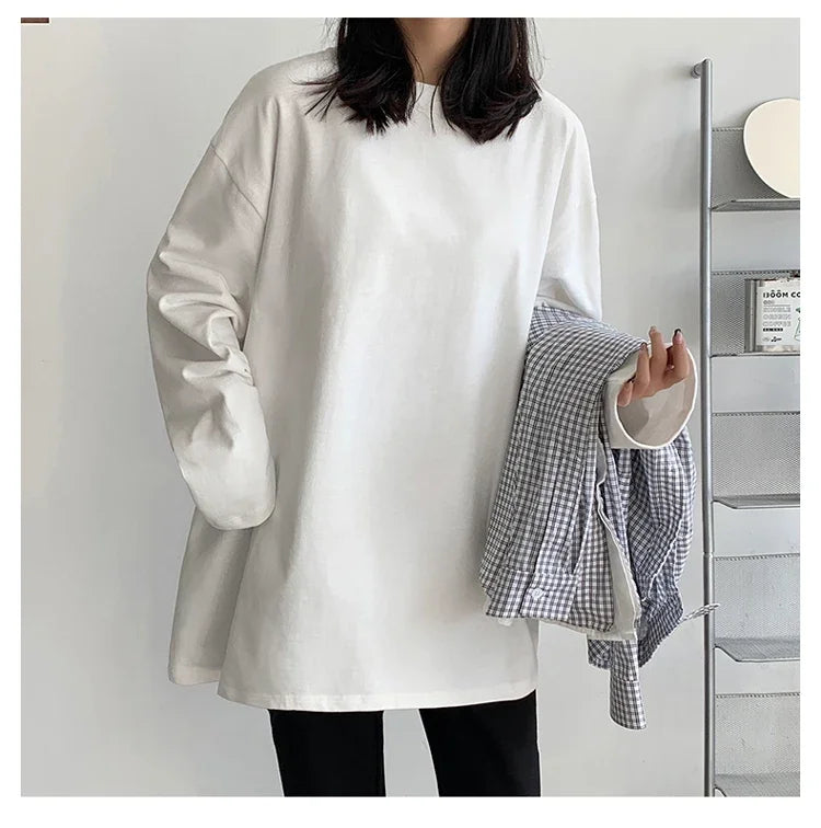 Cotton Long Sleeve Oversize Top