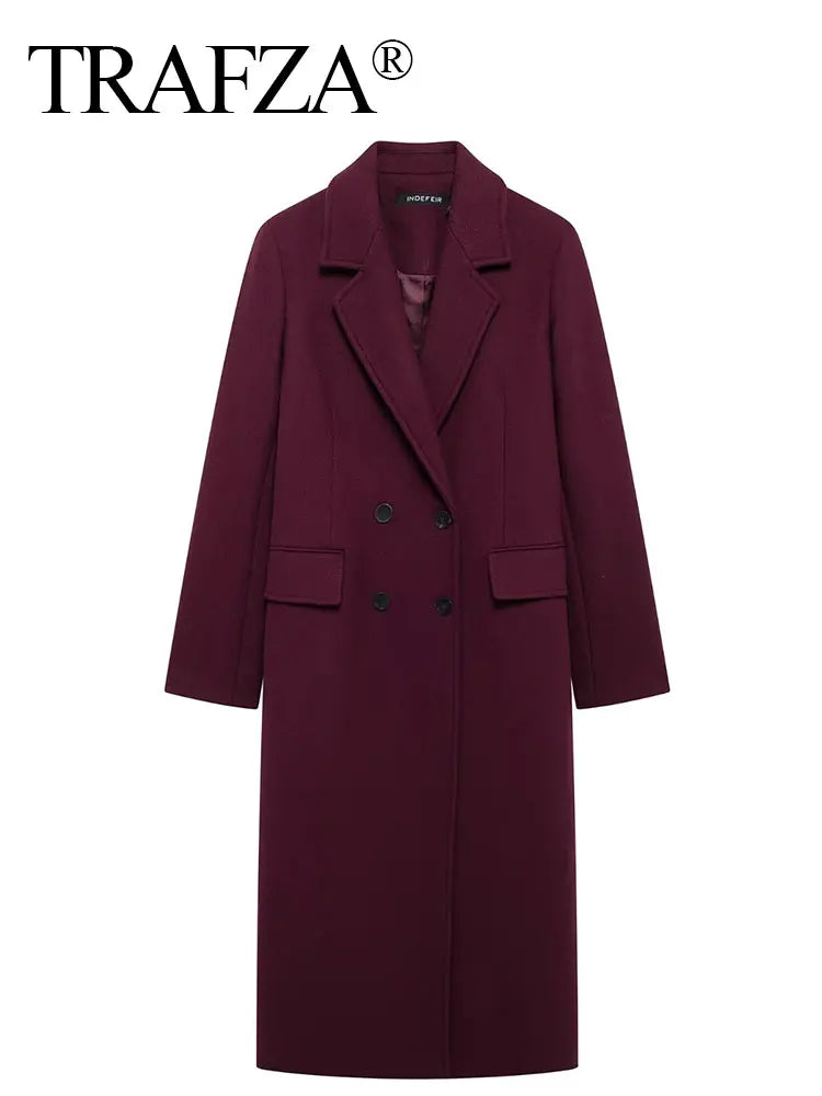 TRAFZA  Burgundy Woolen Coat