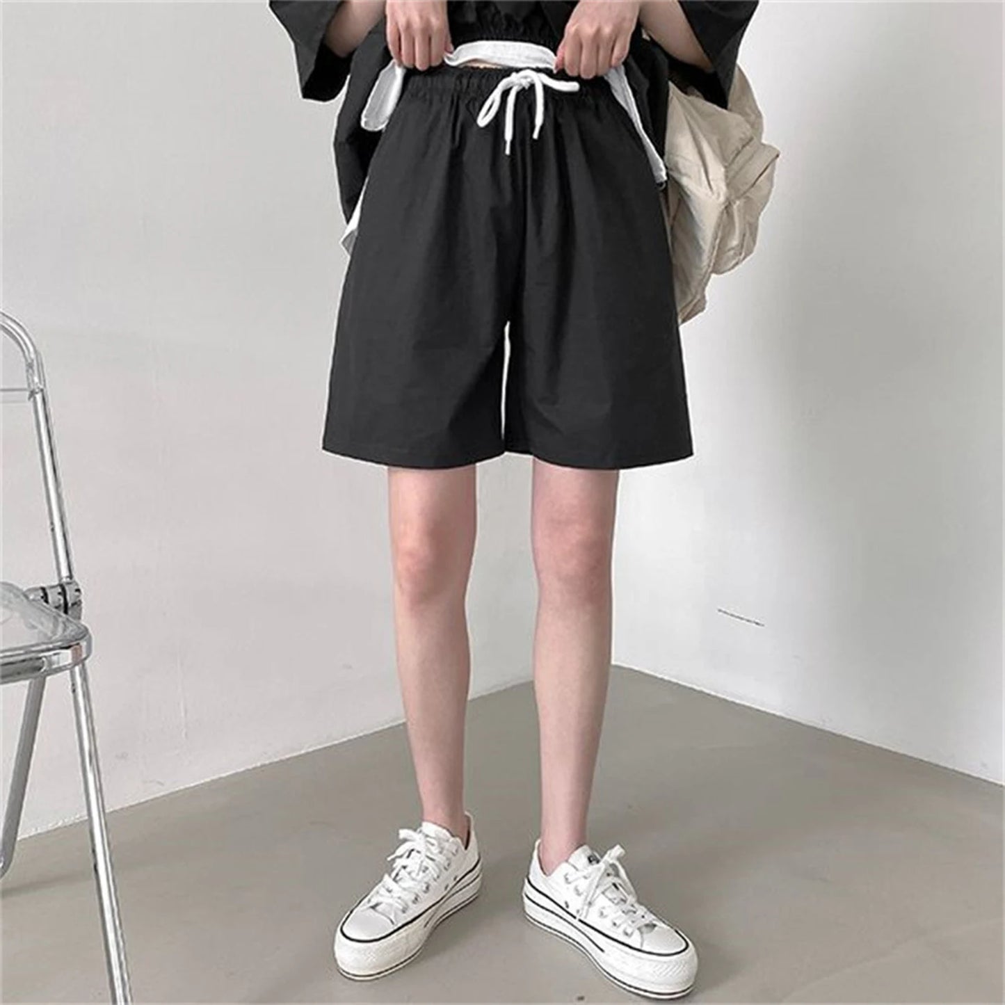 2 Pcs Sport Shorts & Three-quarter Sleeve Top