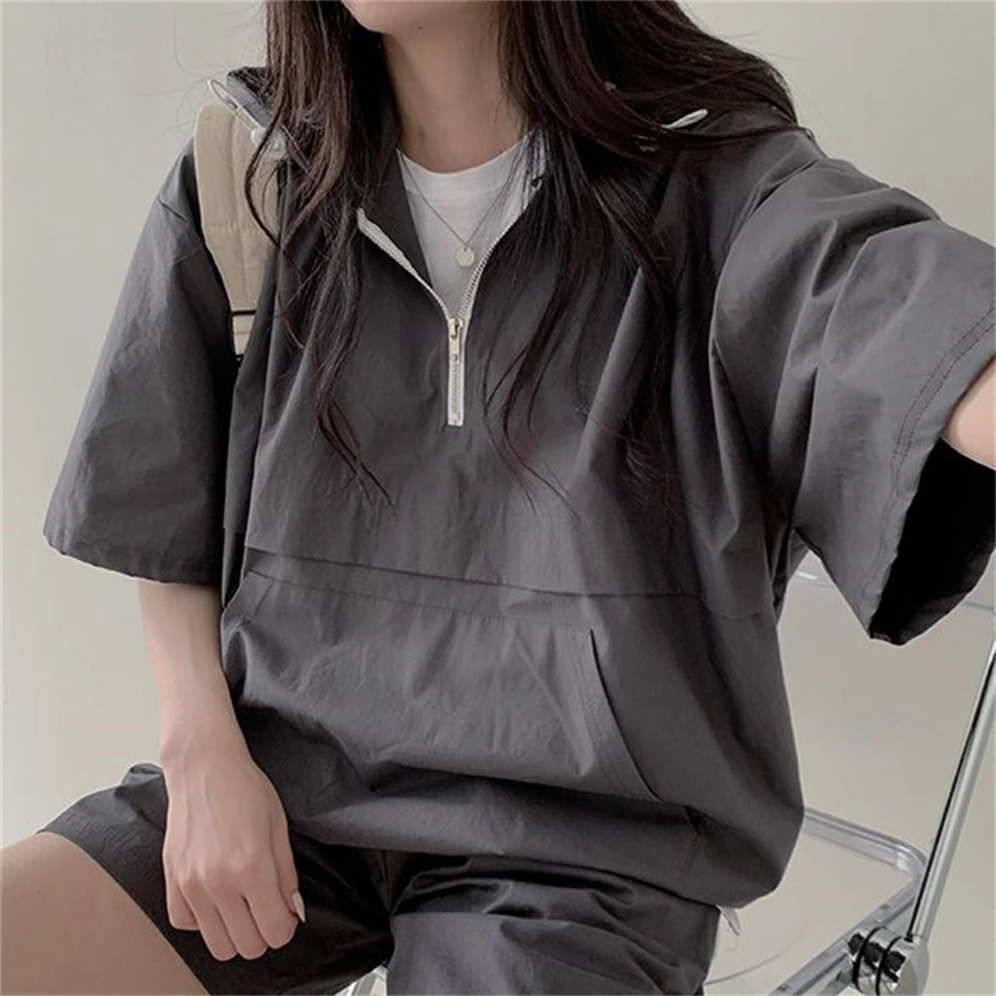 2 Pcs Sport Shorts & Three-quarter Sleeve Top