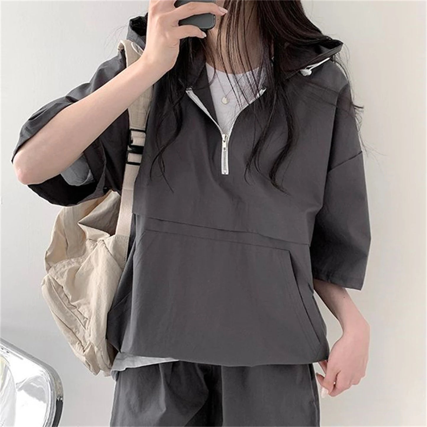 2 Pcs Sport Shorts & Three-quarter Sleeve Top