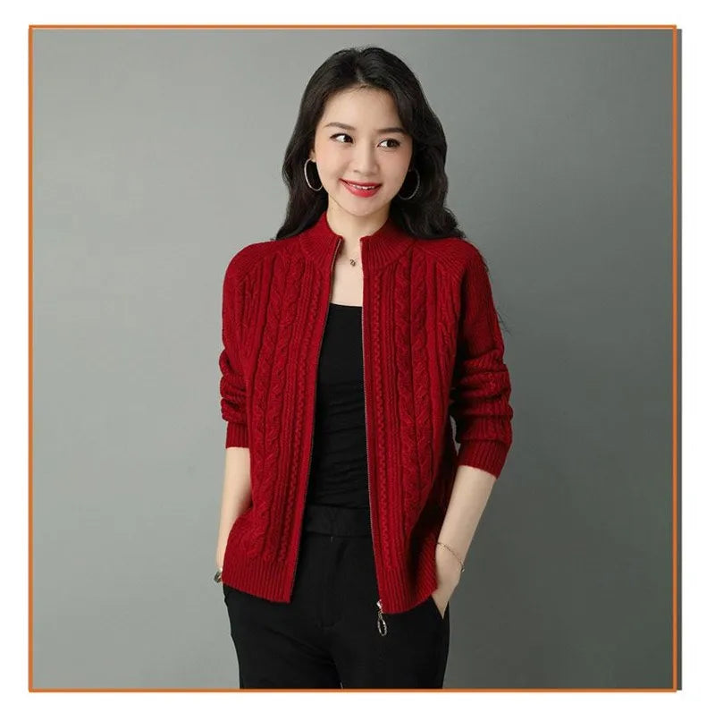 Zipper Knitted Cardigan Jacket