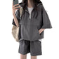 2 Pcs Sport Shorts & Three-quarter Sleeve Top