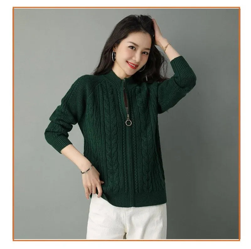 Zipper Knitted Cardigan Jacket