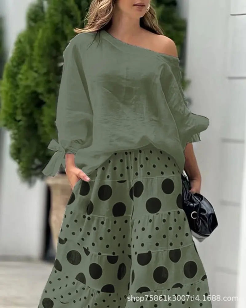 Polka Dot Printed Pants & Top Set