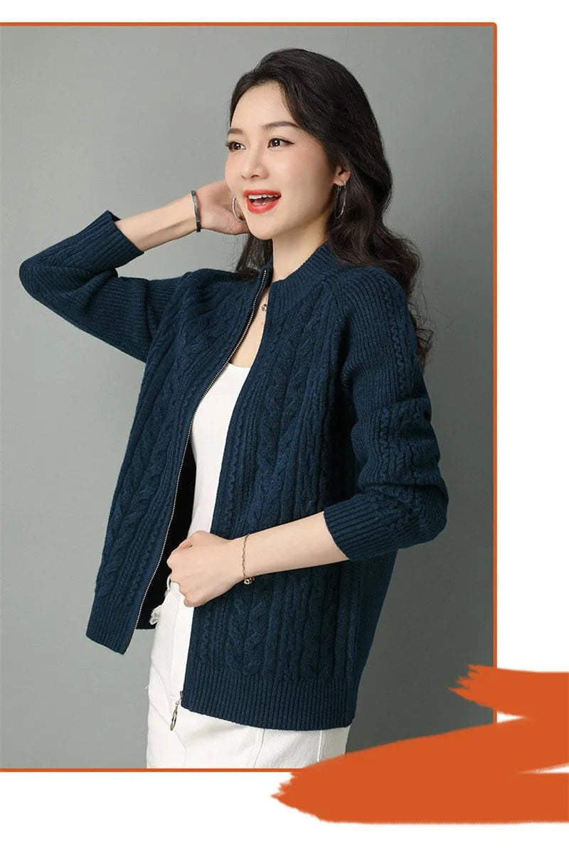 Zipper Knitted Cardigan Jacket