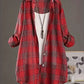 Plus Size Women's  Cotton and Linen Plaid Shirt