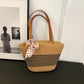 Women’s Large Straw Crochet Tote Bag with Zipper