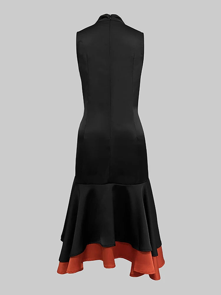 Black Sleeveless Ruffle Dress