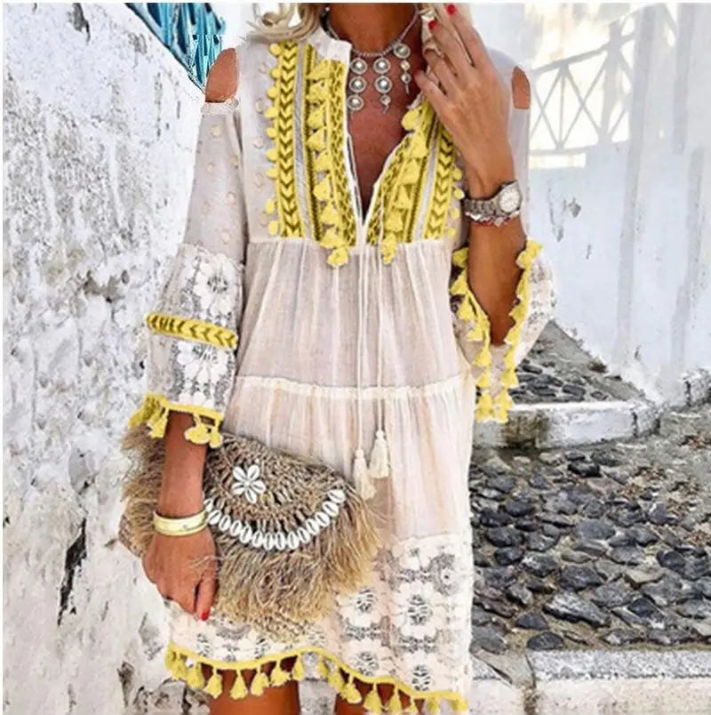 Embroidery Crochet Lace Boho Dress