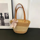 Women’s Large Straw Crochet Tote Bag with Zipper