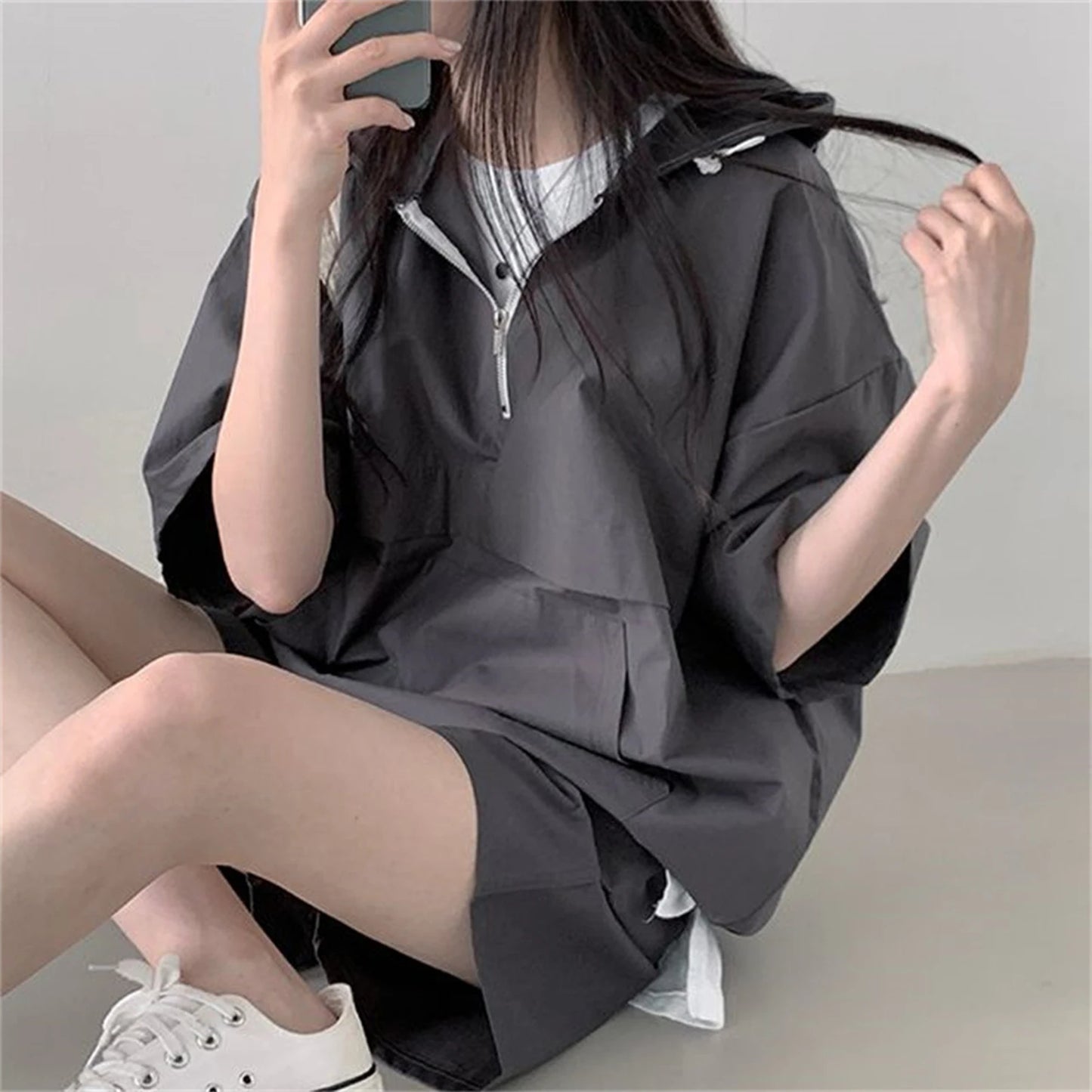 2 Pcs Sport Shorts & Three-quarter Sleeve Top