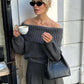TRAFZA Off Shoulder Pullover Sweater