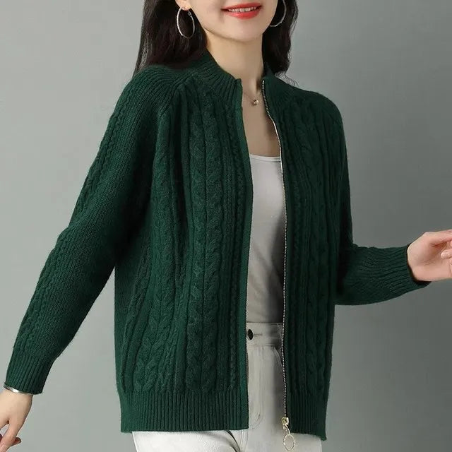 Zipper Knitted Cardigan Jacket