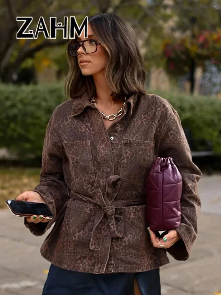 Belted Leopard Print Jacket