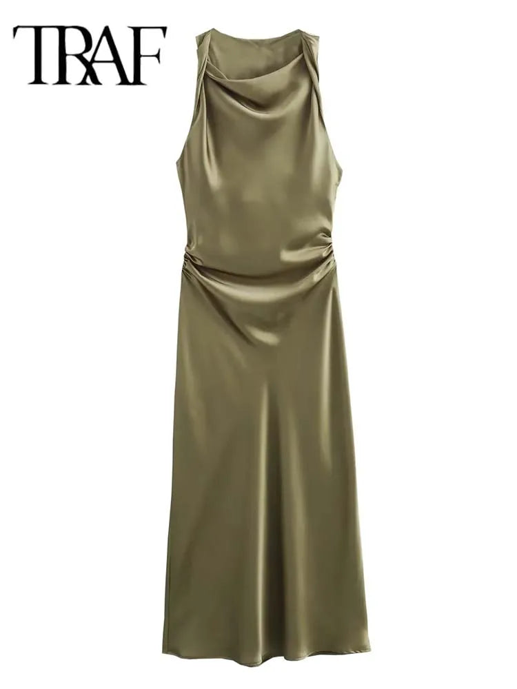 TRAF Satin Long Dress