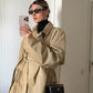 Khaki Belted Short Trench Coat