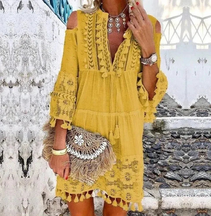 Embroidery Crochet Lace Boho Dress
