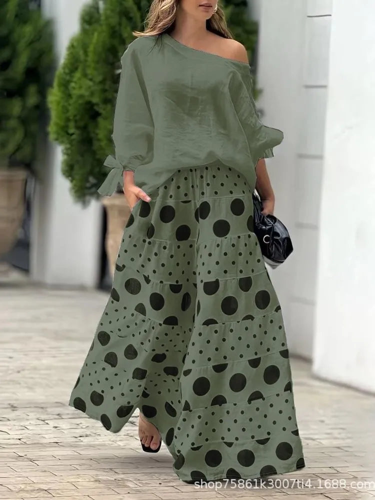 Polka Dot Printed Pants & Top Set