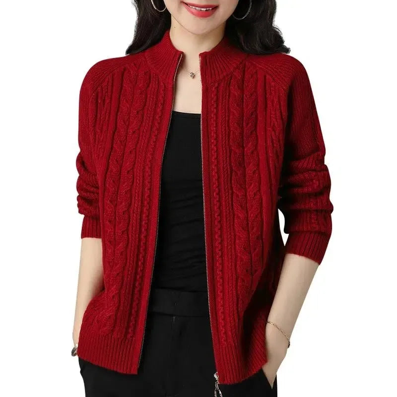 Zipper Knitted Cardigan Jacket
