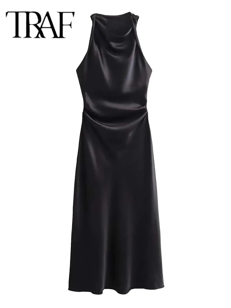 TRAF Satin Long Dress
